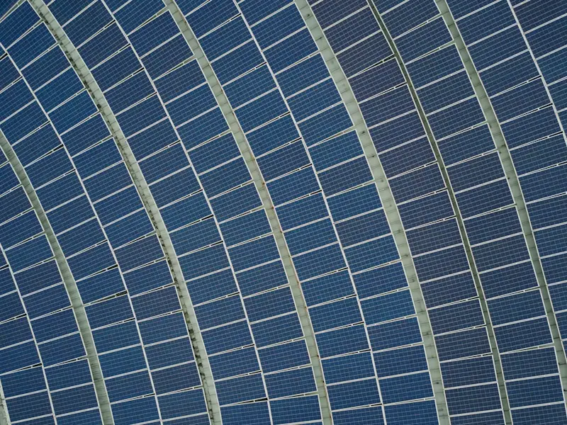 Solar panels in an arc shape
