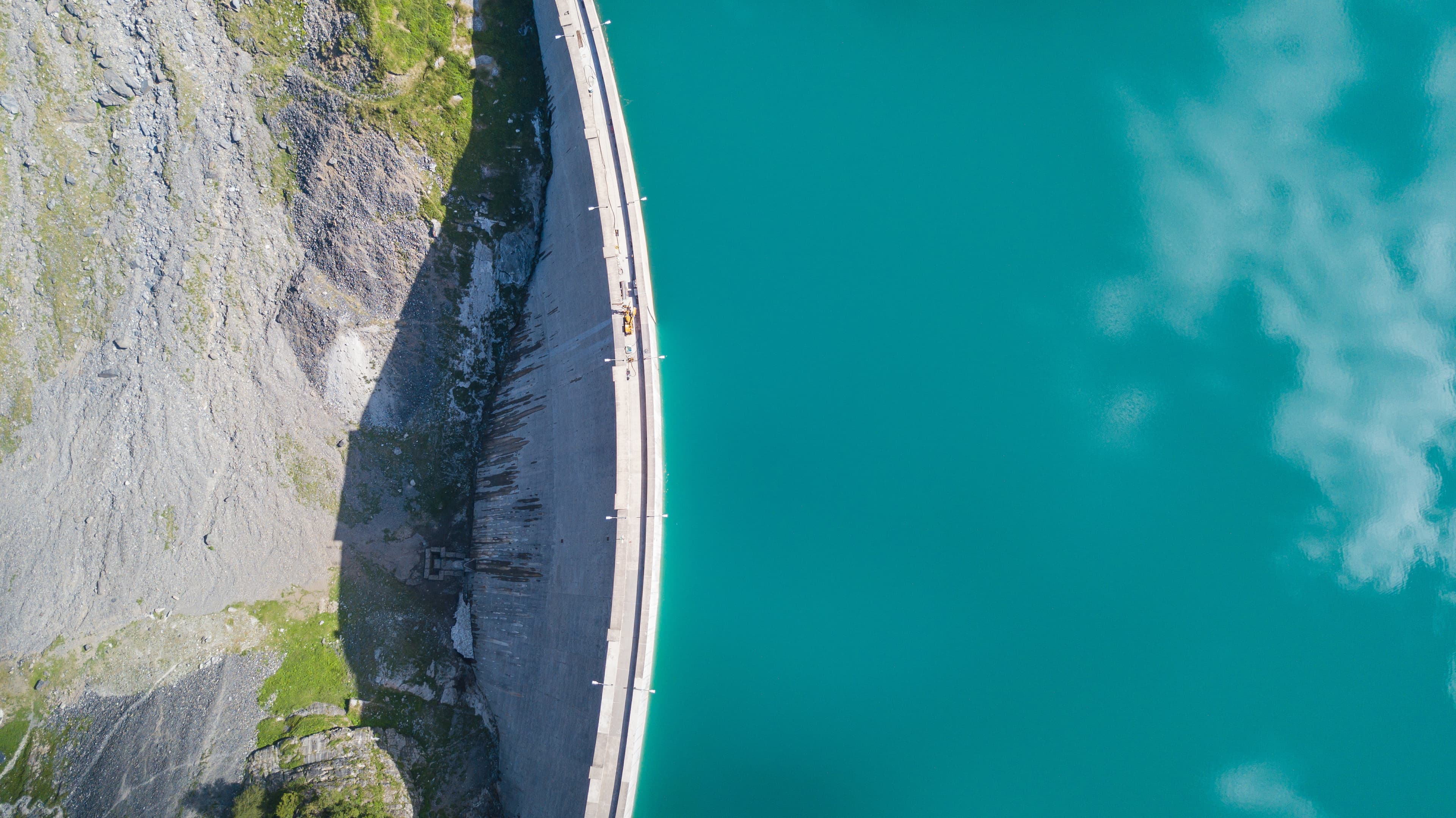 Water dam in the mountains aerial view