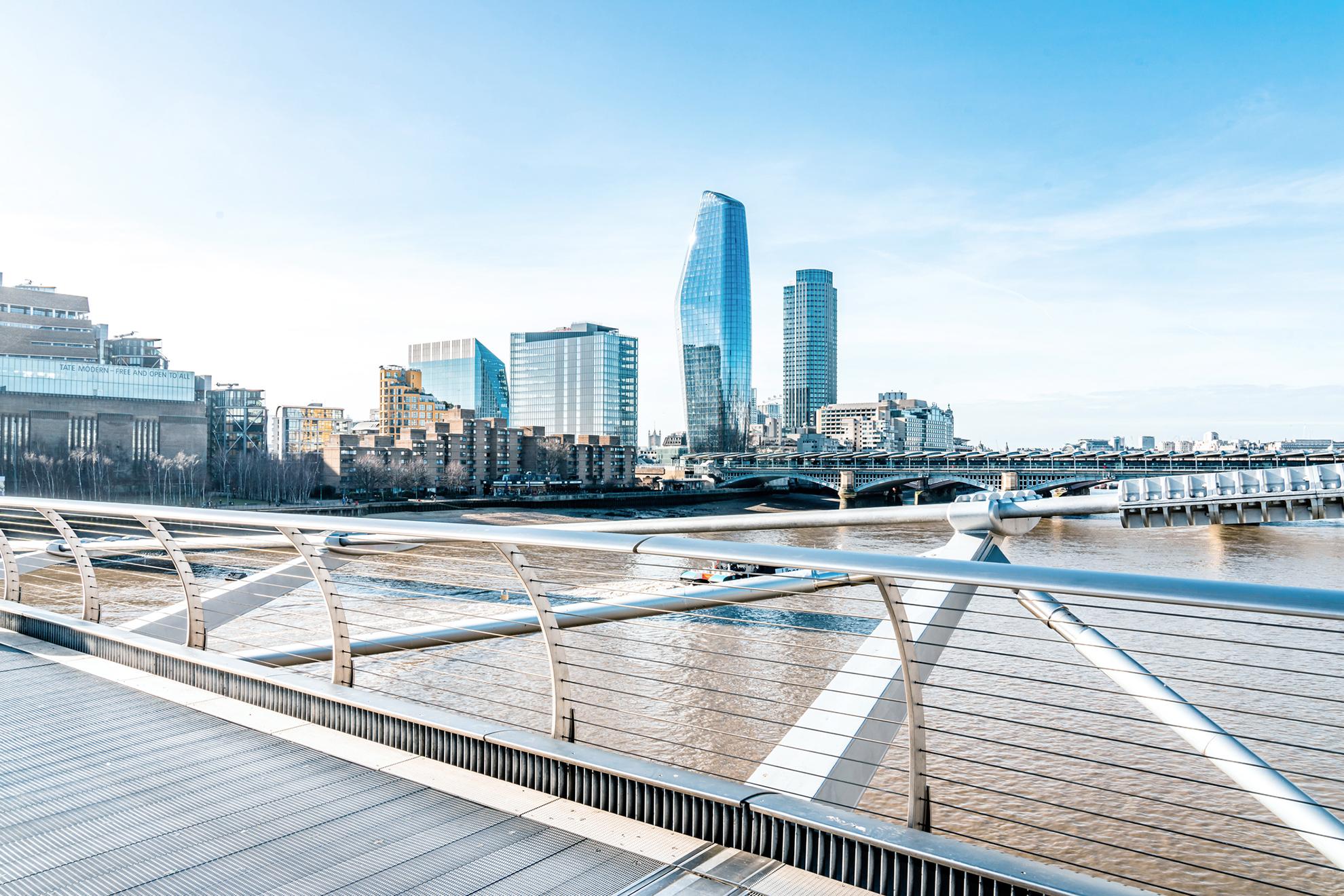 View of the skyline from a bridge