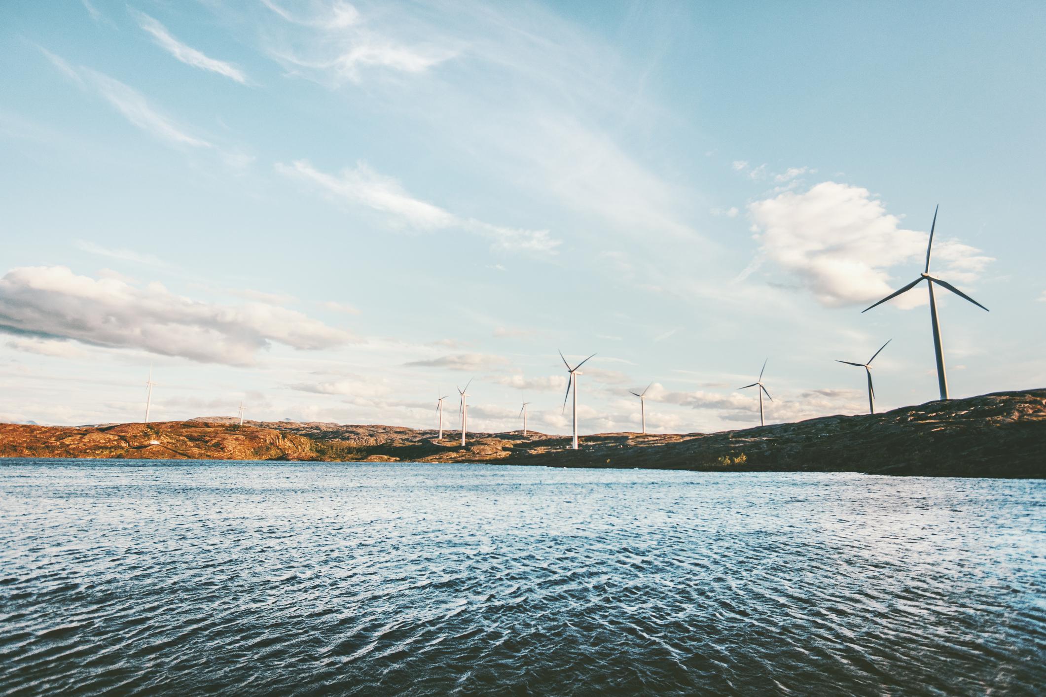 Windmills near the ocean