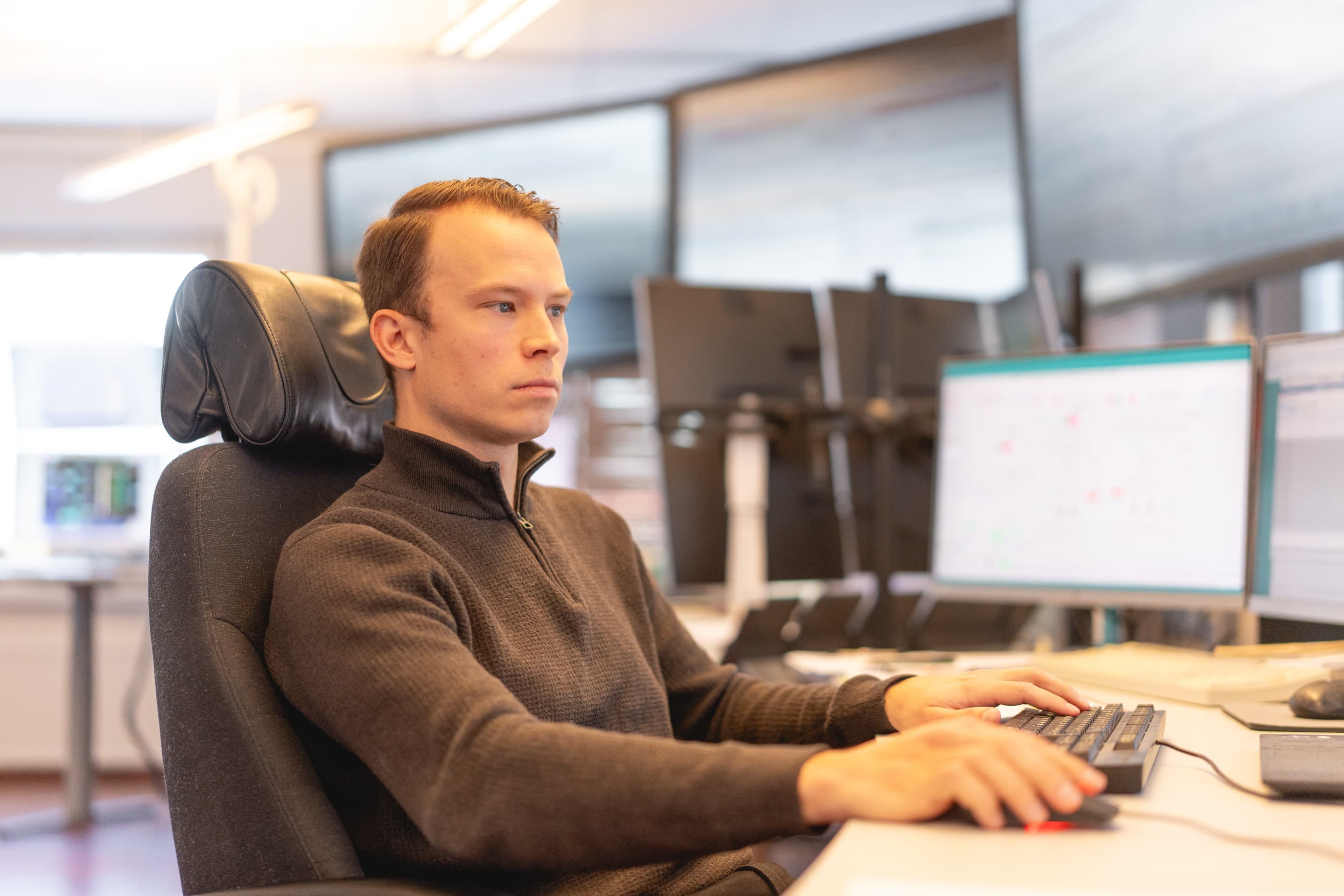 Man operating in the Volue Control Room