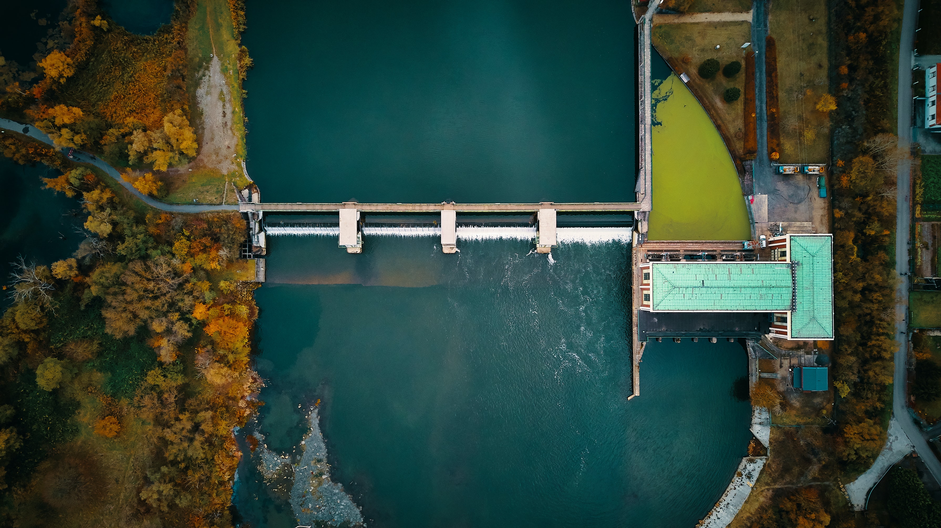Arial view of a hydropower plant