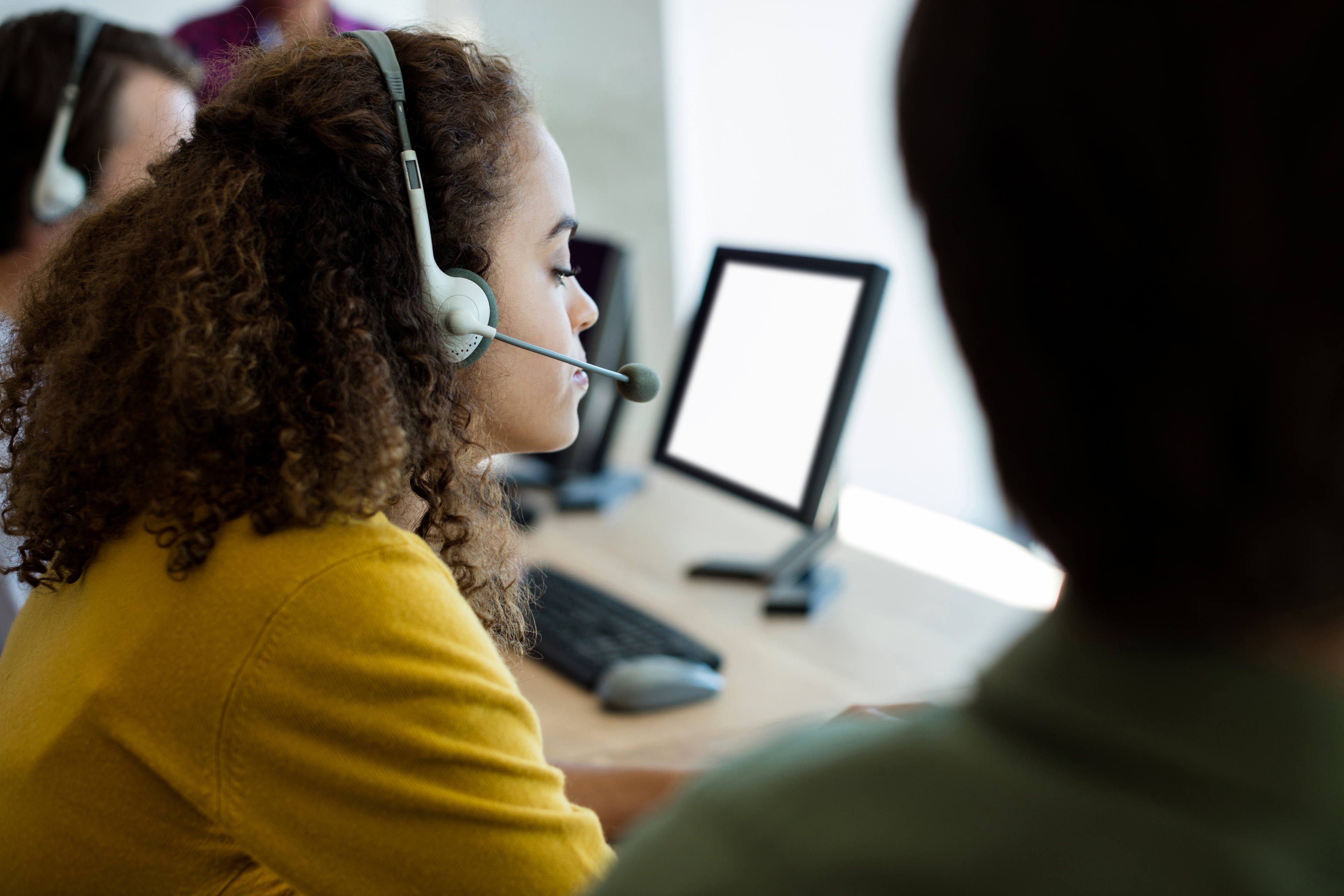 Customer service executive working at office