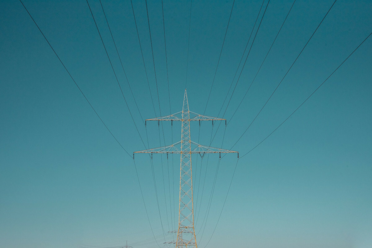 Power grid lines on a clear sky