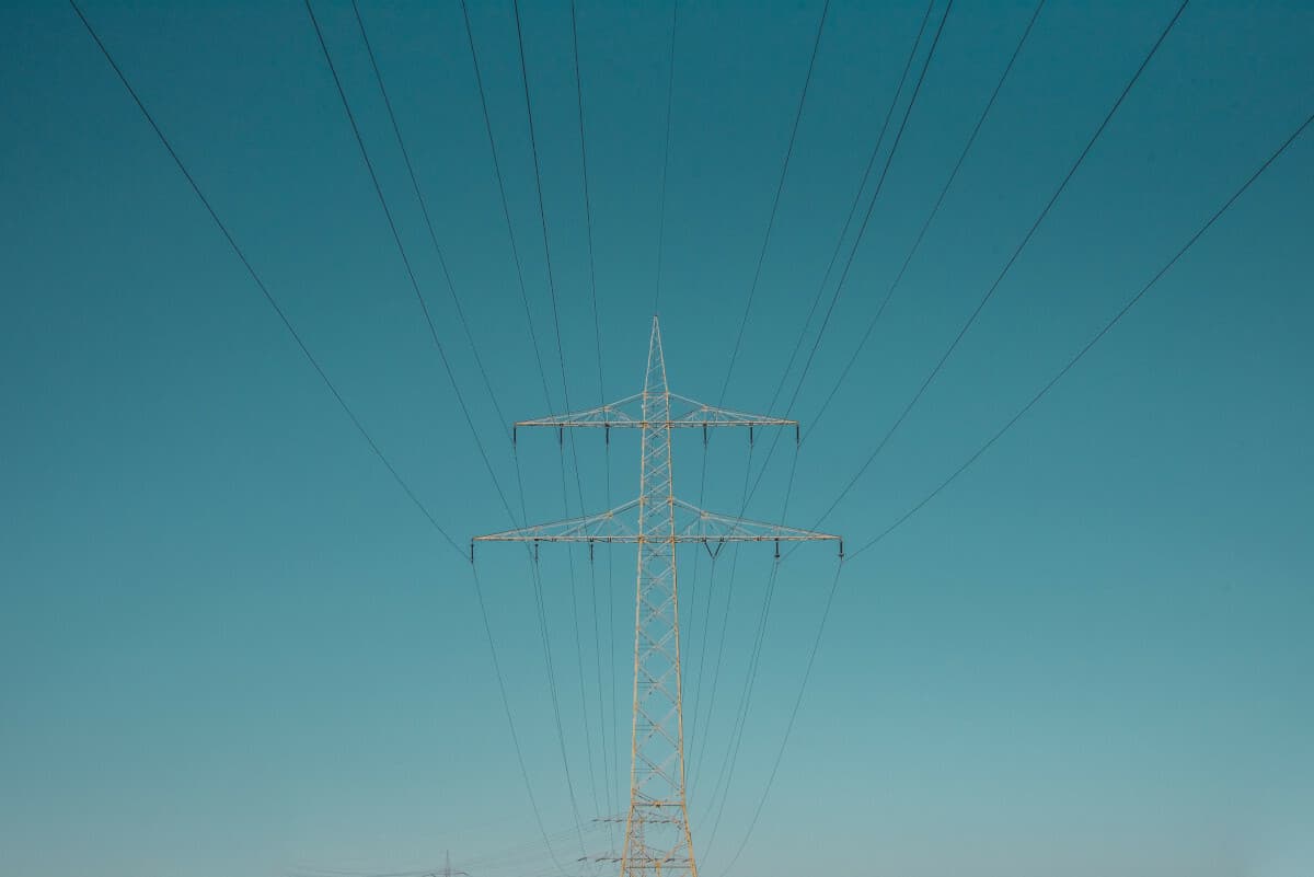 Power grid lines on a clear sky