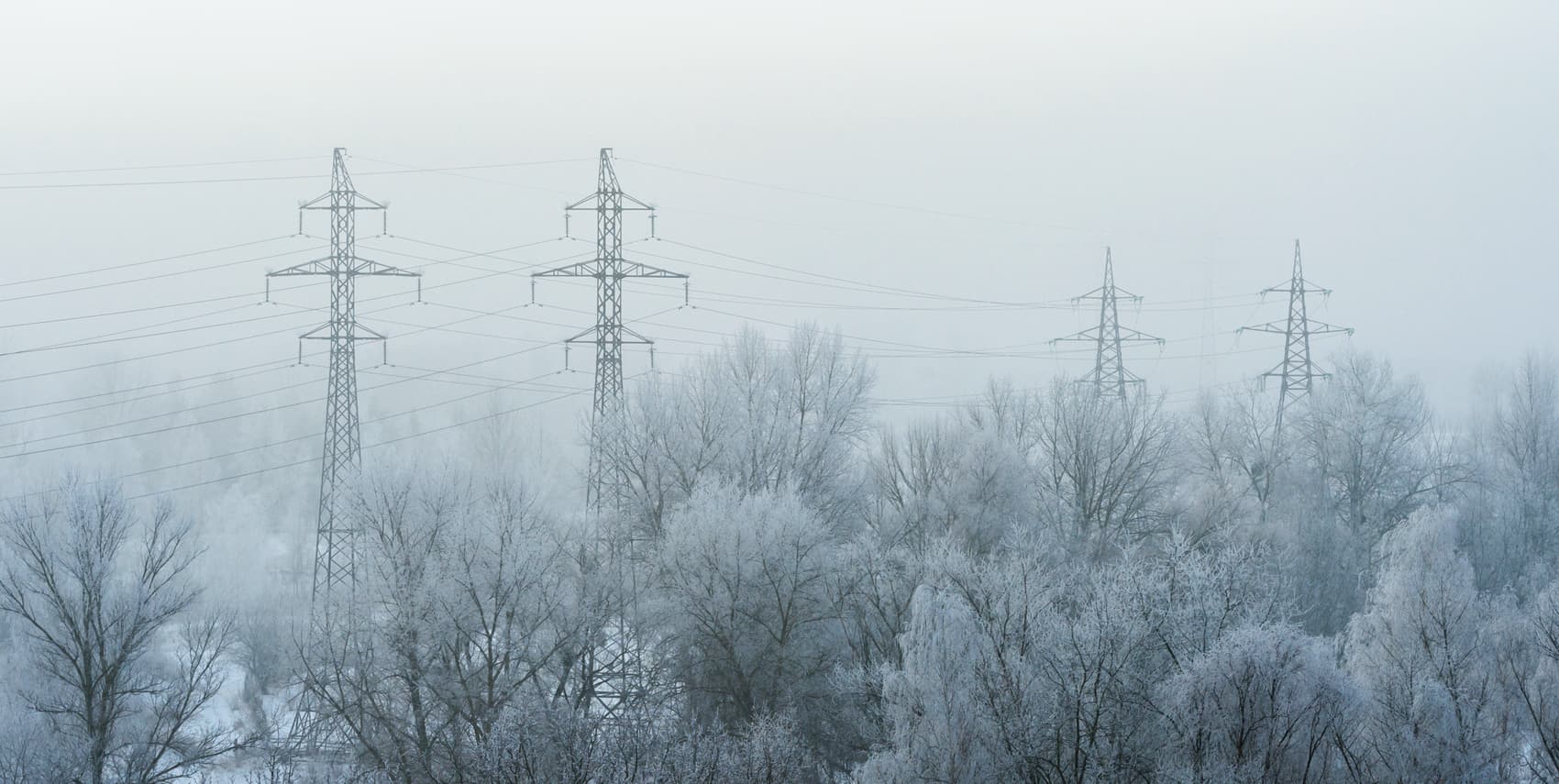 Power lines in winter conditions